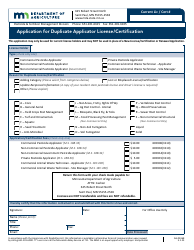 Document preview: Form AG-02468 Application for Duplicate Applicator License/Certification - Minnesota