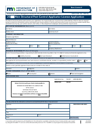 Document preview: Form AG-03029 New Structural Pest Control Applicator License Application - Minnesota