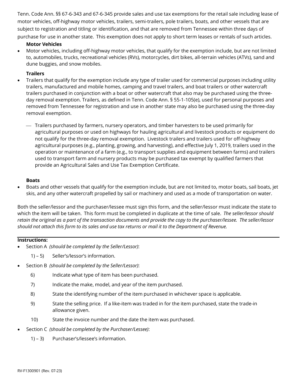 Form RV-F1300901 Download Printable PDF or Fill Online Seller/Purchaser ...