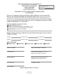 Assignment of Long-Term Storage Credits Form - Arizona