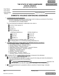 Document preview: Form NHJB-3004-SE Domestic Violence Sentencing Addendum - New Hampshire