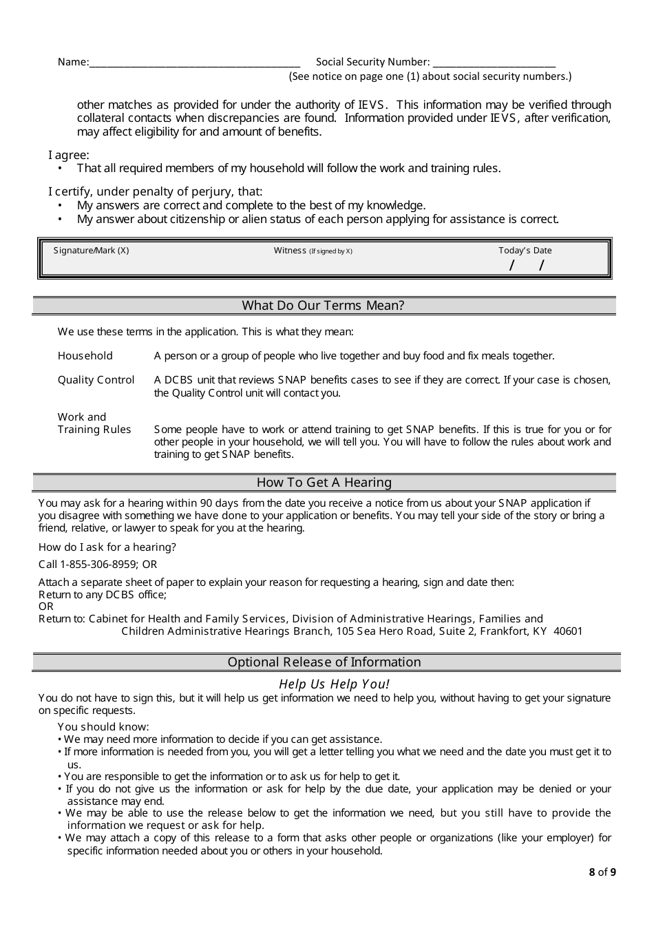 Form FS-1 Application for Snap - Kentucky, Page 10