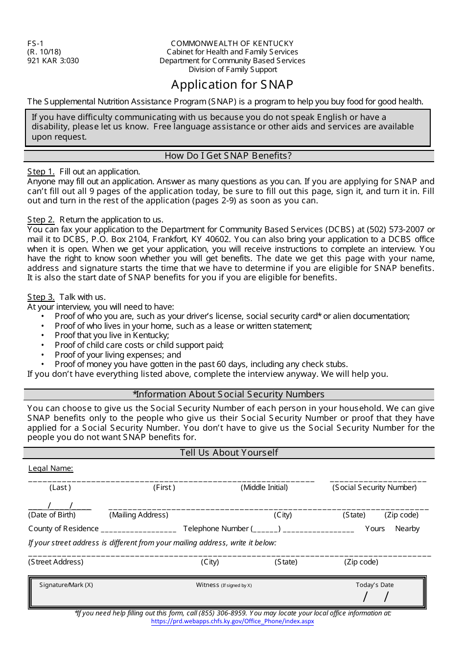 Form FS-1 Application for Snap - Kentucky, Page 3