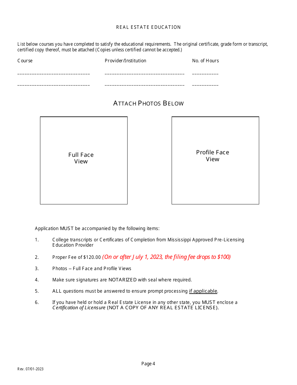 Application for Resident Salesperson License - Mississippi, Page 6