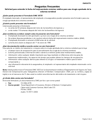 Formulario DWC057S Solicitud Para Extender La Fecha Del Mejoramiento Maximo Medico Para Una Cirugia Aprobada De La Columna Vertebral - Texas (Spanish), Page 3