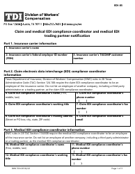 Document preview: Form DWC EDI-03 Claim and Medical Edi Compliance Coordinator and Medical Edi Trading Partner Notification - Texas