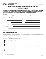 Form FIN194 Annuity Transaction Disclosure Form - Texas