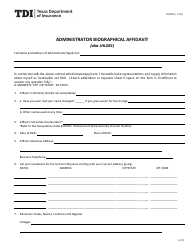 Document preview: Form FIN484 Administrator Biographical Affidavit - Texas