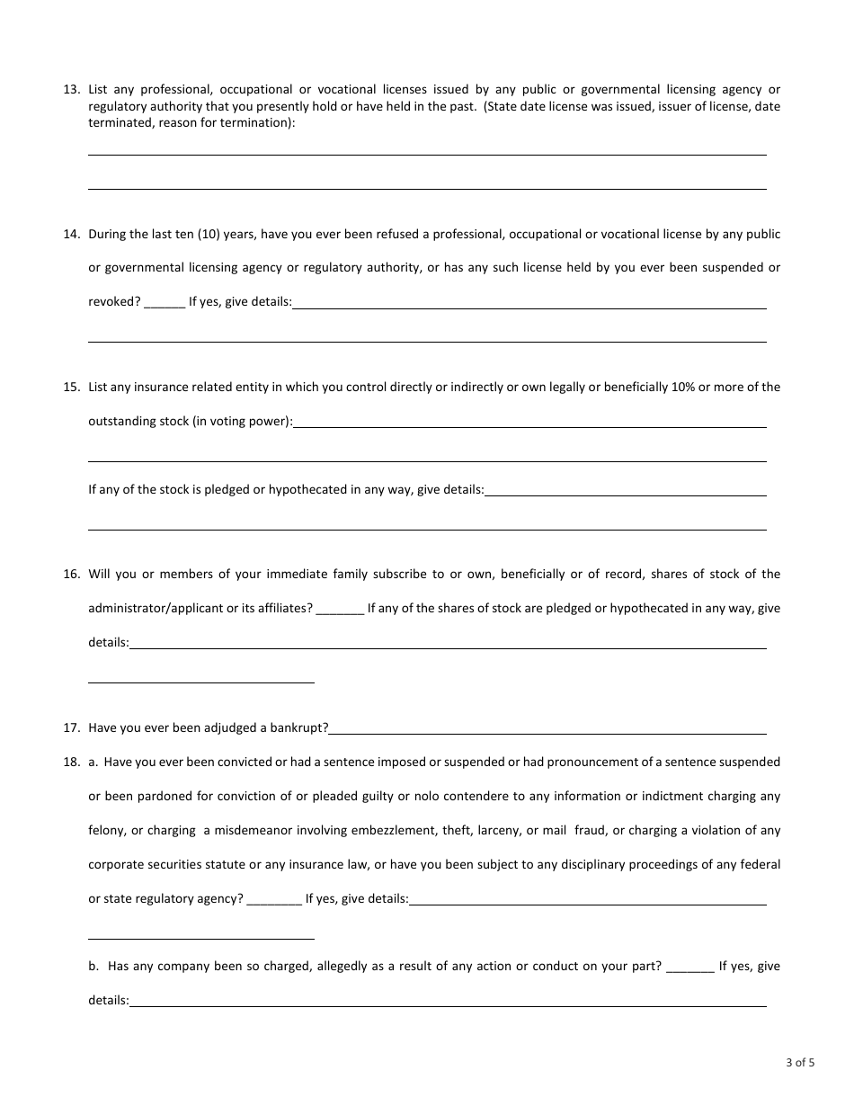 Form FIN484 Administrator Biographical Affidavit - Texas, Page 3