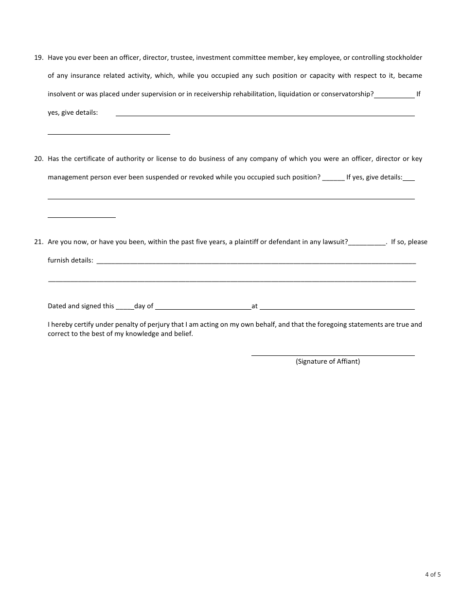 Form FIN484 Administrator Biographical Affidavit - Texas, Page 4