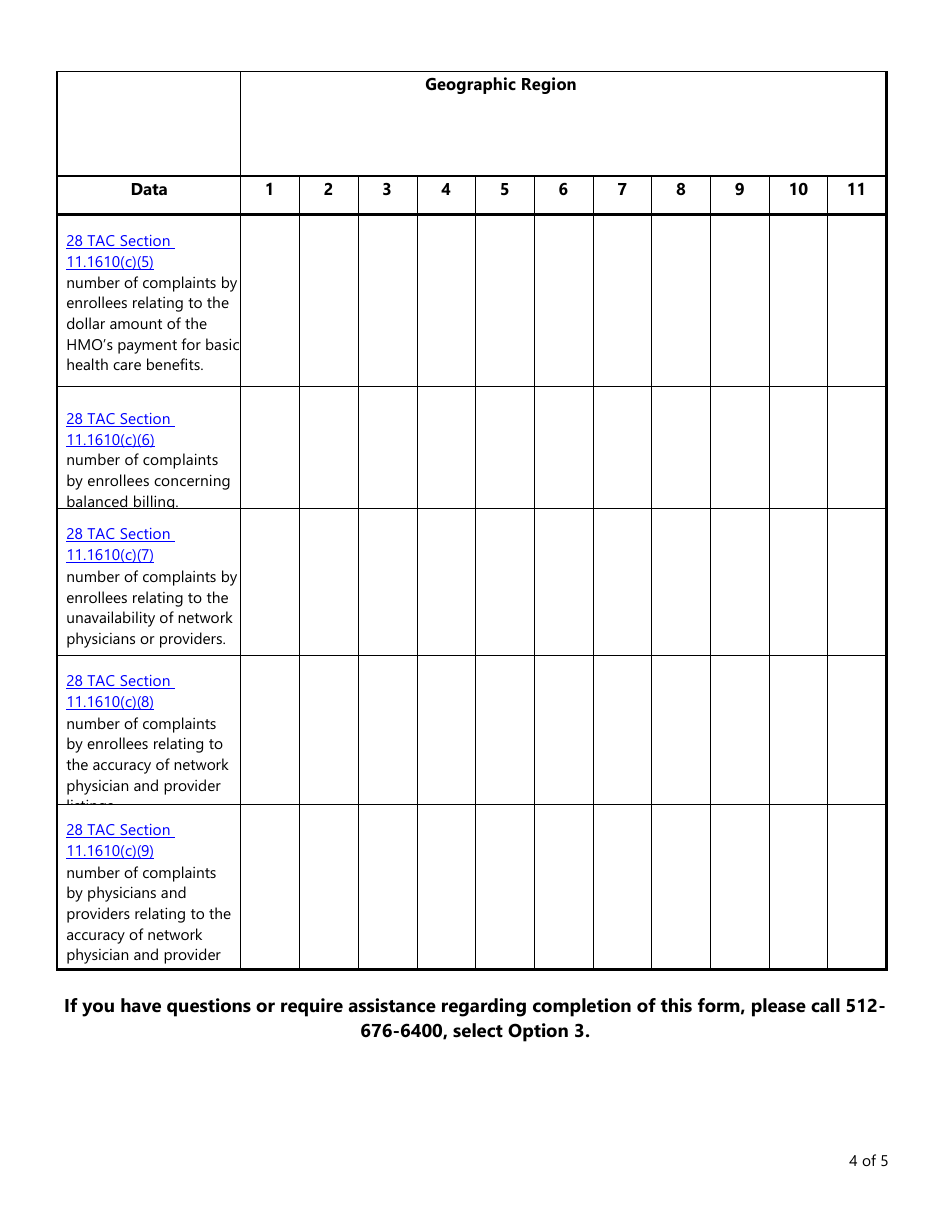 Form LHL716 Health Maintenance Organization Annual Network Adequacy Report and Access Plan Checklist - Texas, Page 4