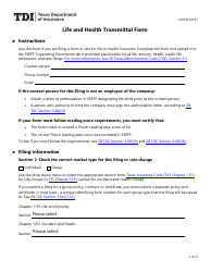 Document preview: Form LAH310 Life and Health Transmittal Form - Texas
