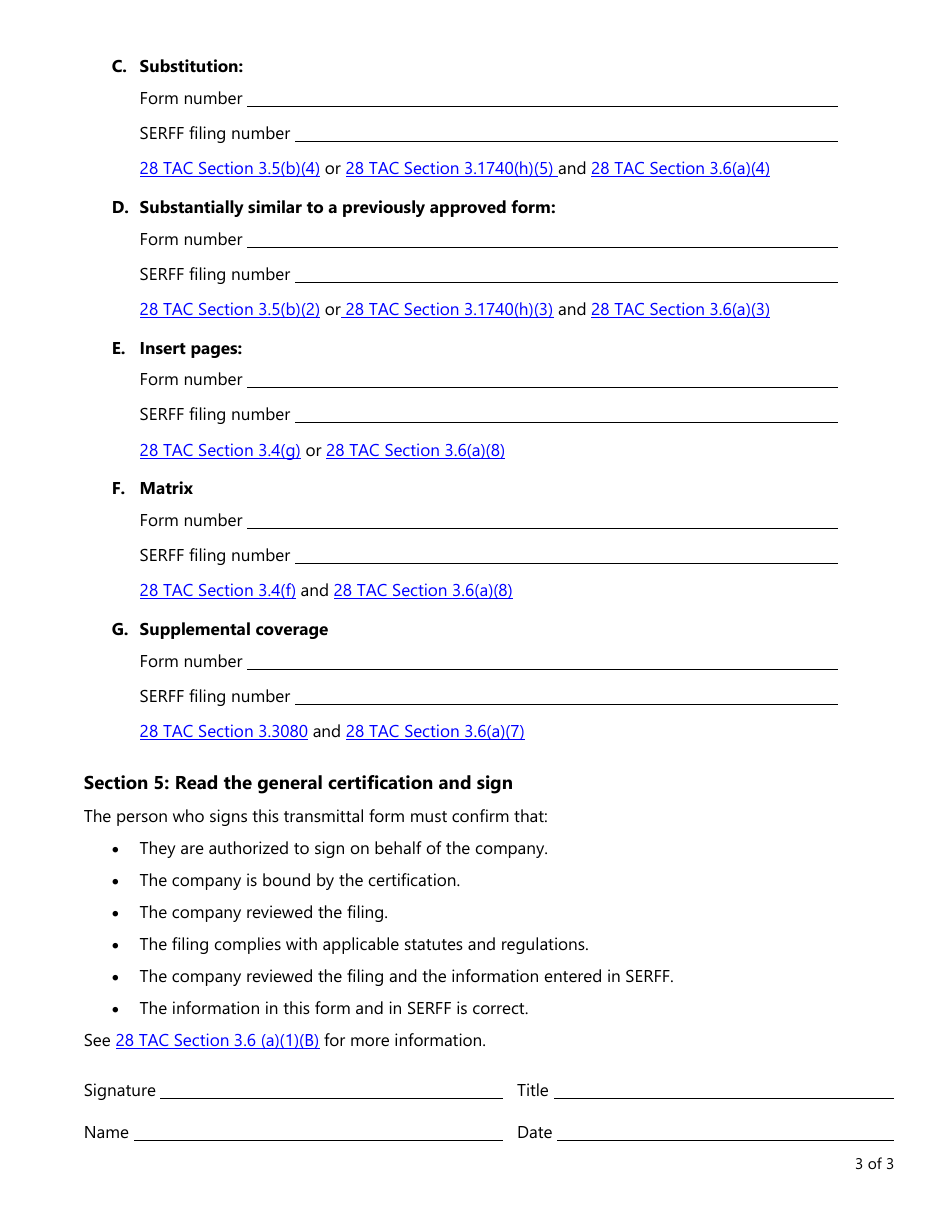 Form LAH310 Life and Health Transmittal Form - Texas, Page 3