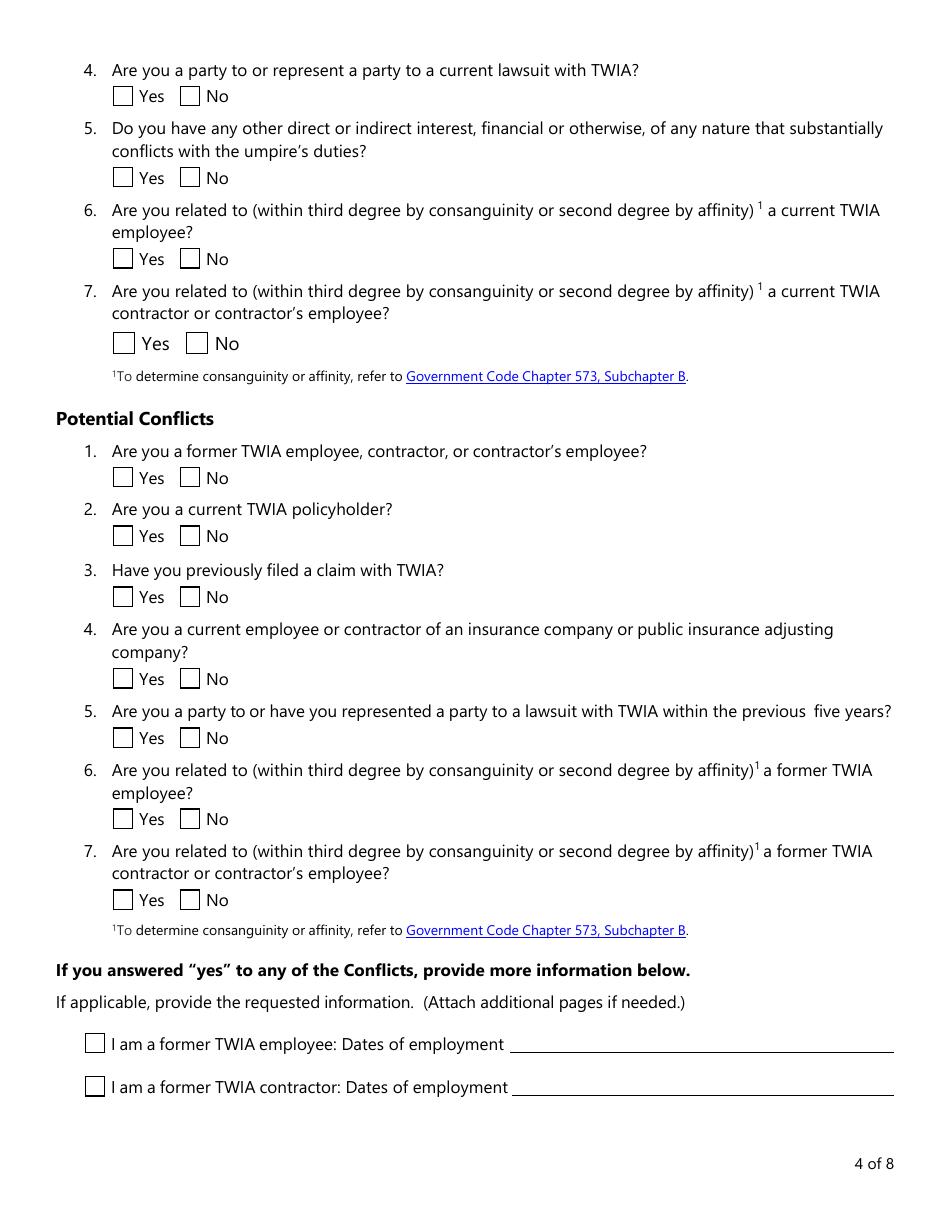 Form PC407 Mediator Roster Application - Texas, Page 4