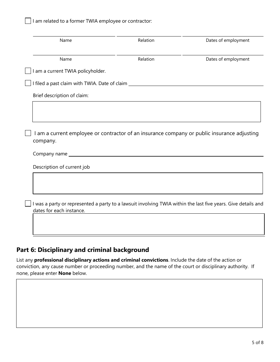 Form PC407 Mediator Roster Application - Texas, Page 5