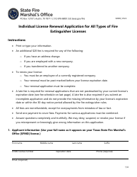 Document preview: Form SF099 Individual License Renewal Application for All Types of Fire Extinguisher Licenses - Texas