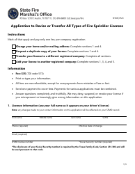 Document preview: Form SF038 Application to Revise or Transfer All Types of Fire Sprinkler Licenses - Texas