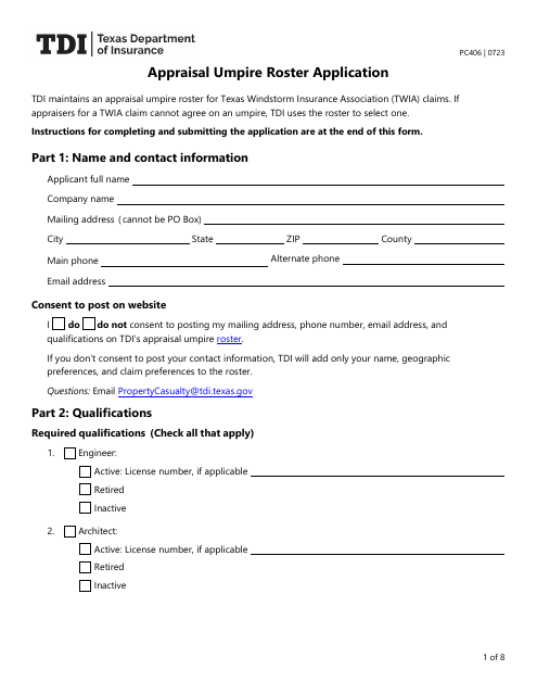 Form PC406  Printable Pdf