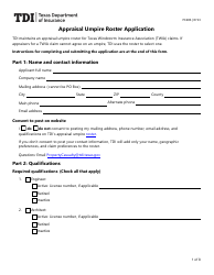 Form PC406 Appraisal Umpire Roster Application - Texas