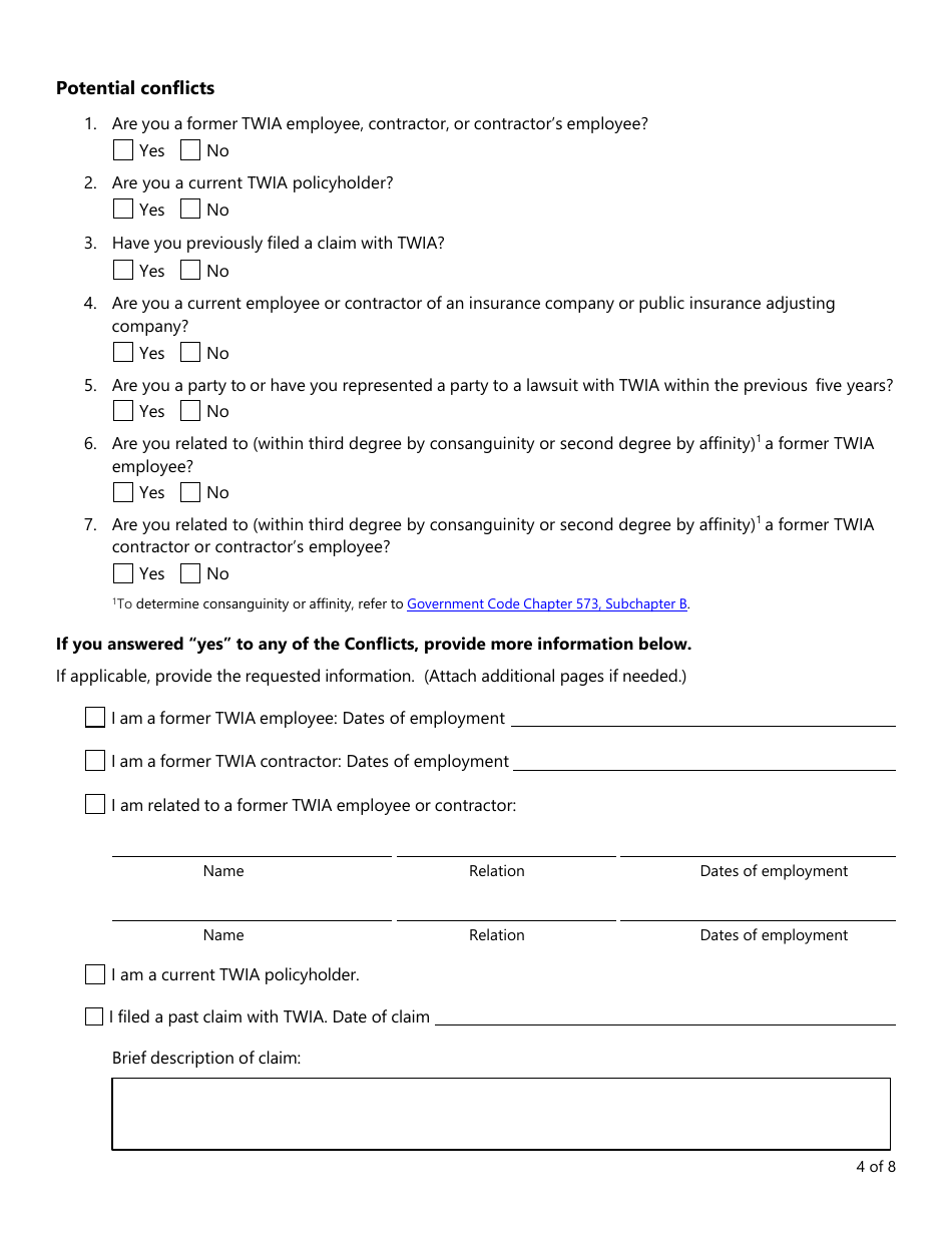 Form PC406 Appraisal Umpire Roster Application - Texas, Page 4