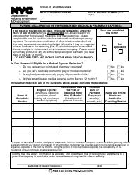 Document preview: Form 6 Declaration of Un-reimbursed Medical & Pharmacy Expenses - New York City