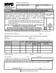 Form 5 Verification of Bank Accounts and Other Assets - New York City, Page 2