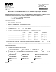 Document preview: Client Contact Information and Language Update - New York City