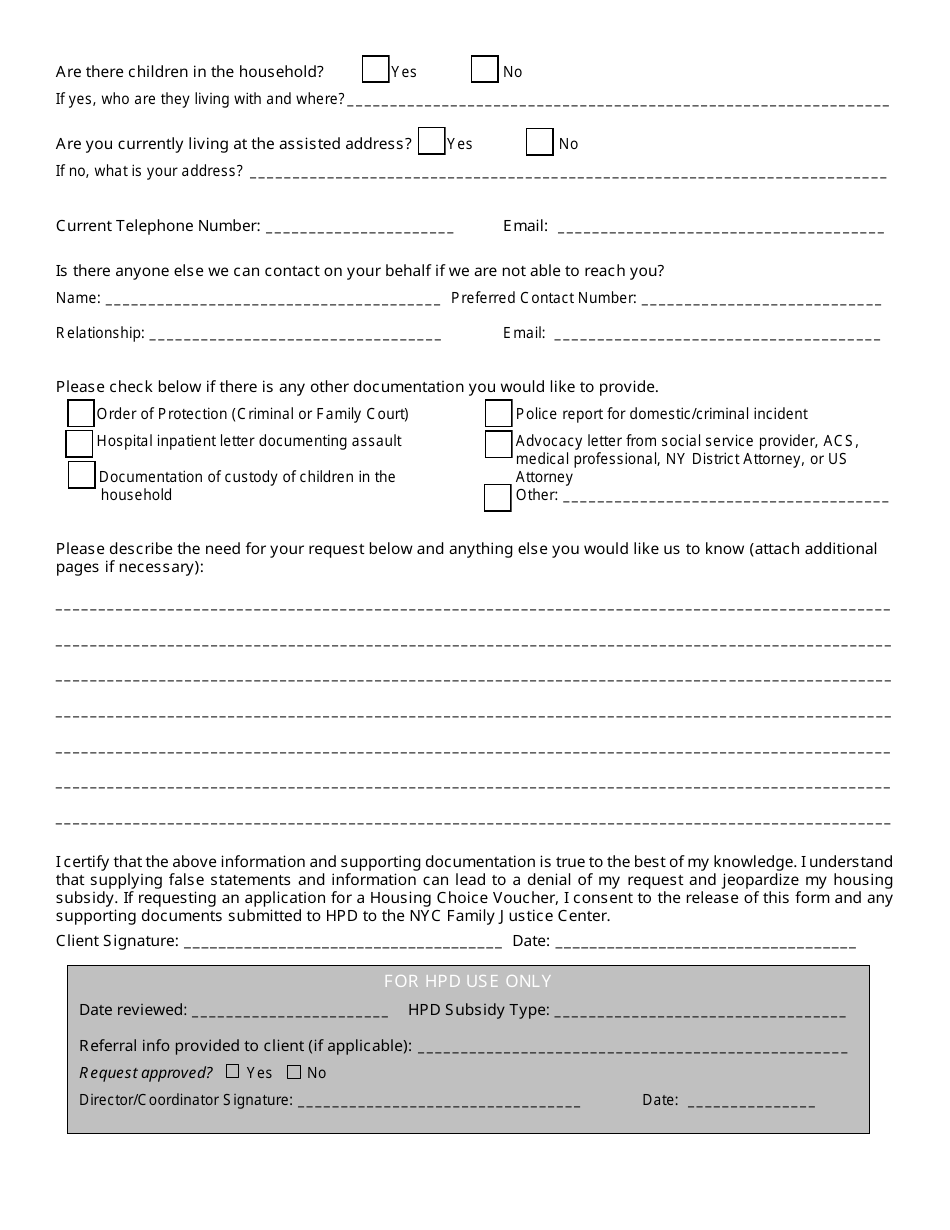 Violence Against Women Act (Vawa) Accommodation Request - New York City, Page 2