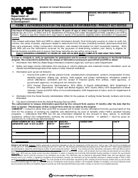 Document preview: Form 1 Authorization for the Release of Information/Privacy Act Notice - New York City