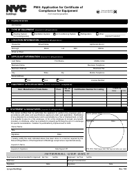 Document preview: Form PW4 Application for Certificate of Compliance for Equipment - New York City