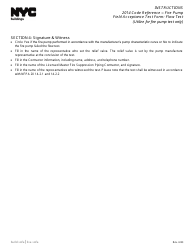 Instructions for Fire Pump Field Acceptance Test Form: Flow Test - New York City, Page 2