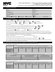 Document preview: Fire Pump Field &amp; Standpipe System Acceptance Test Form: Flow Test - New York City