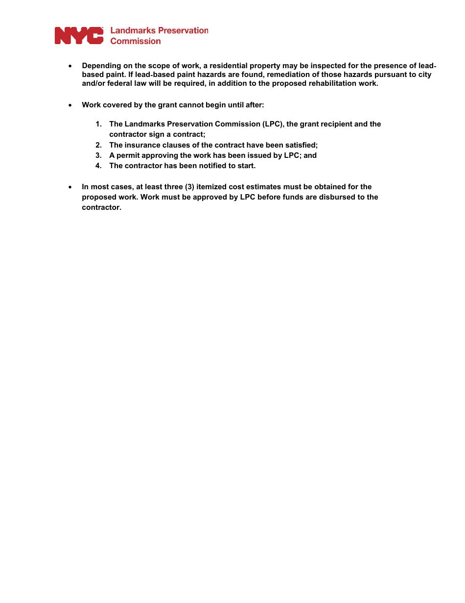 Homeowner Application Form - Historic Preservation Grant Program - New York City, Page 3