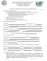 Document preview: Form DOC.290 Property Manager-In-charge License Application - South Carolina