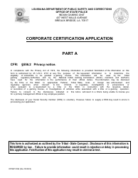 Form DPSSP0094 Part A Corporate Certification Application - Gaming and Non-gaming Suppliers - Louisiana, Page 2
