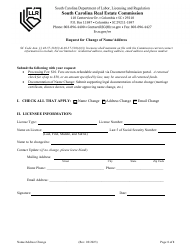 Document preview: Request for Change of Name/Address - South Carolina
