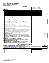 Form CFS02 0910 Child Support Worksheet - Oregon
