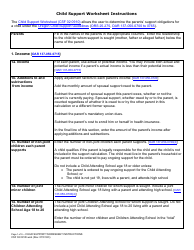 Instructions for Form CFS02 0910 Child Support Worksheet - Oregon