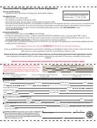 Document preview: Form SS-3010 Tennessee Mail-In Application for Voter Registration - Tennessee