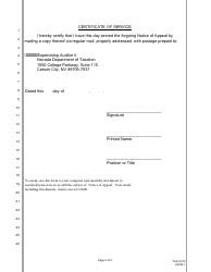 Form TAX-C010 Notice of Appeal - Nevada, Page 2