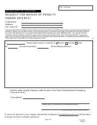 Document preview: Form TAX-C021 Request for Waiver of Penalty and/or Interest - Nevada