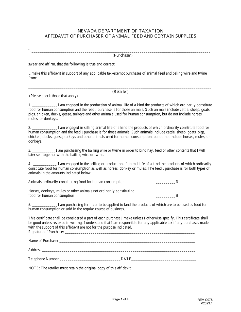 Form REV-C078 - Fill Out, Sign Online and Download Printable PDF ...