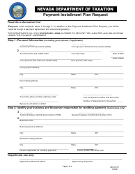Form REV-F019 Payment Installment Plan Request - Nevada, Page 2
