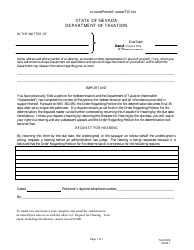 Document preview: Form TAX-C008 Request for Hearing - Nevada