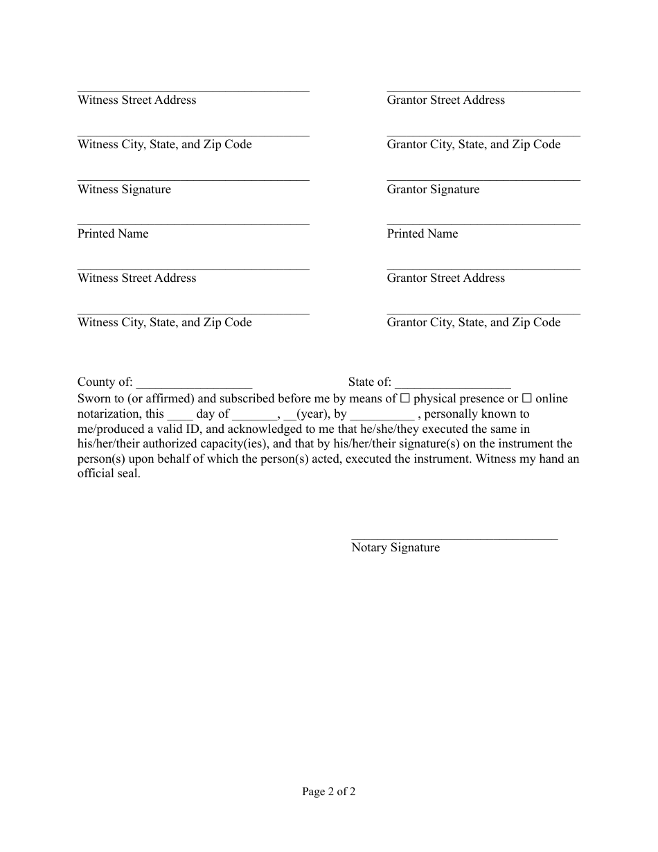 Quit Claim Deed - Clay County, Florida, Page 2