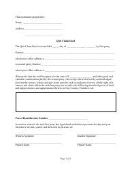 Document preview: Quit Claim Deed - Clay County, Florida