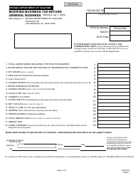 Document preview: Form TAX-F003 Modified Business Tax Return - General Business - Nevada