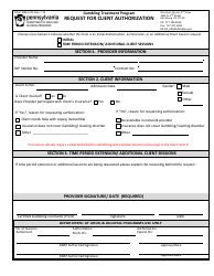 Document preview: Form DDAP-EFM-1320 Request for Client Authorization - Gambling Treatment Program - Pennsylvania