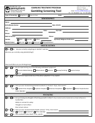 Document preview: Form DDAP-EFM-1302 Gambling Screening Tool - Gambling Treatment Program - Pennsylvania