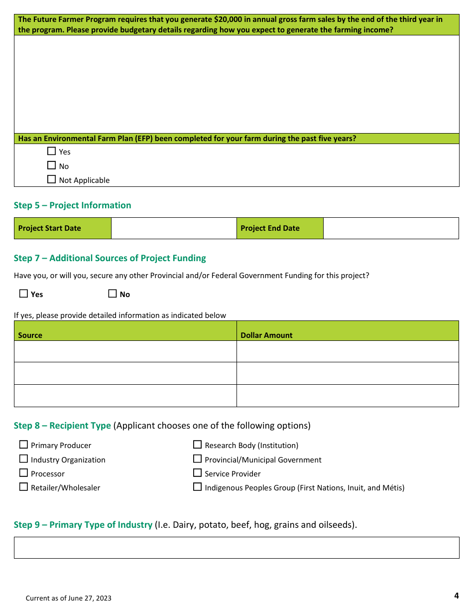 Application Form - Future Farmer Program - Prince Edward Island, Canada, Page 4